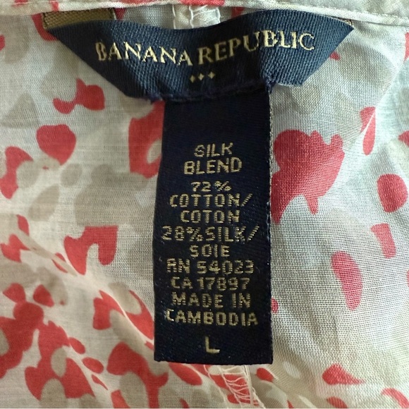 Banana Republic Womens Silk Blend Floral Ruffle Blouse L Modern Chic Workwear - Picture 8 of 9